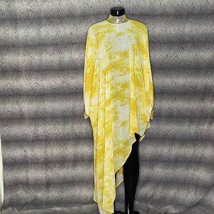 Yellow & White Asymmetrical Coverall  Dress